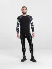 Белый спортивный мужской костюм для занятий спортом 2в1 : рашгард и тайтсы