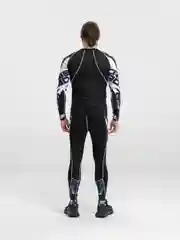 Белый спортивный мужской костюм для занятий спортом 2в1 : рашгард и тайтсы