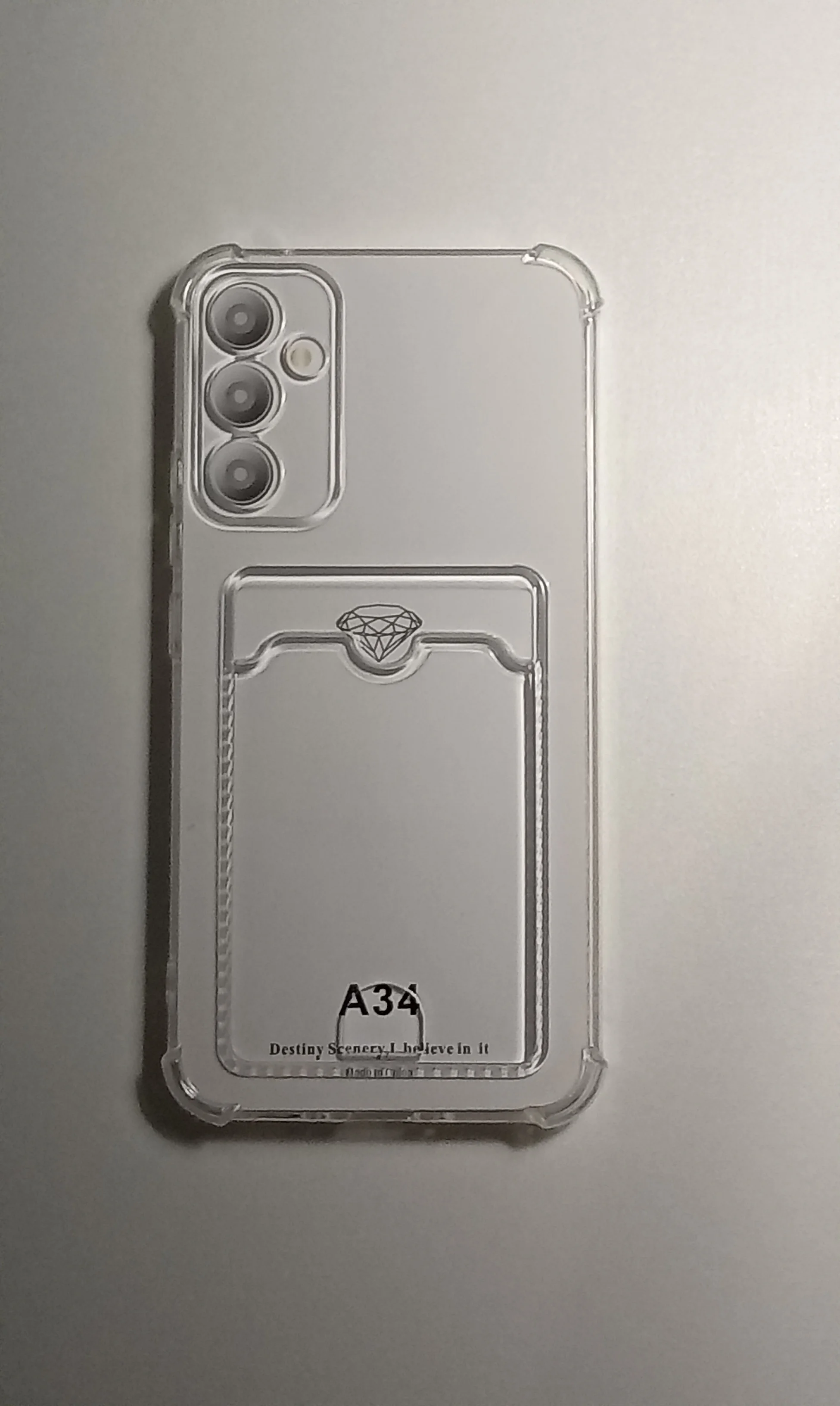 Прозрачный чехол для  SAMSUNG A34 карман для пластиковой карты и усиленные углы