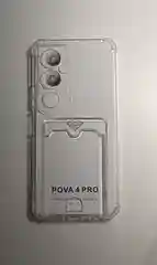 Белый чехол Tecno Pova 4 pro карман для пластиковой карты и усиленные углы
