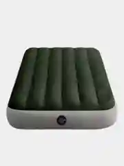 Тёмно-зелёный надувной матрас Intex + встроенный ножной/на батарейках насос, 99х191х25см / 152х203х25см