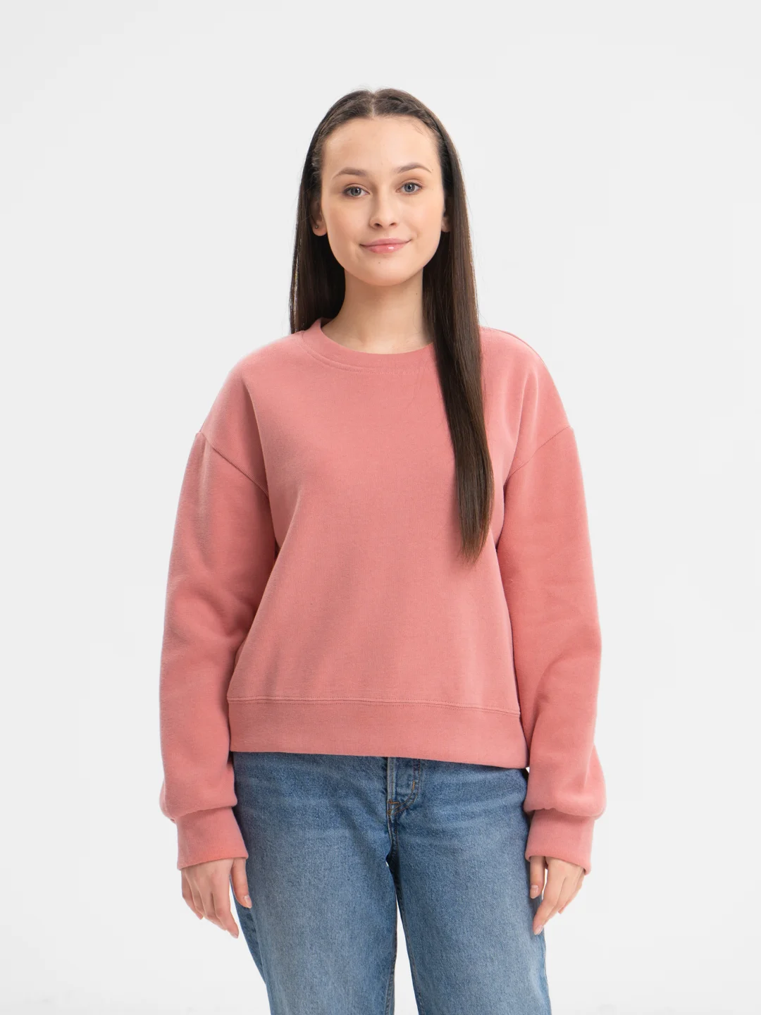 Коралловый меланж базовый однотонный свитшот LaFemme