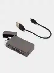 Хром зажигалка электрическая импульсная с двойной дугой,  LED дисплеем и USB зарядкой
