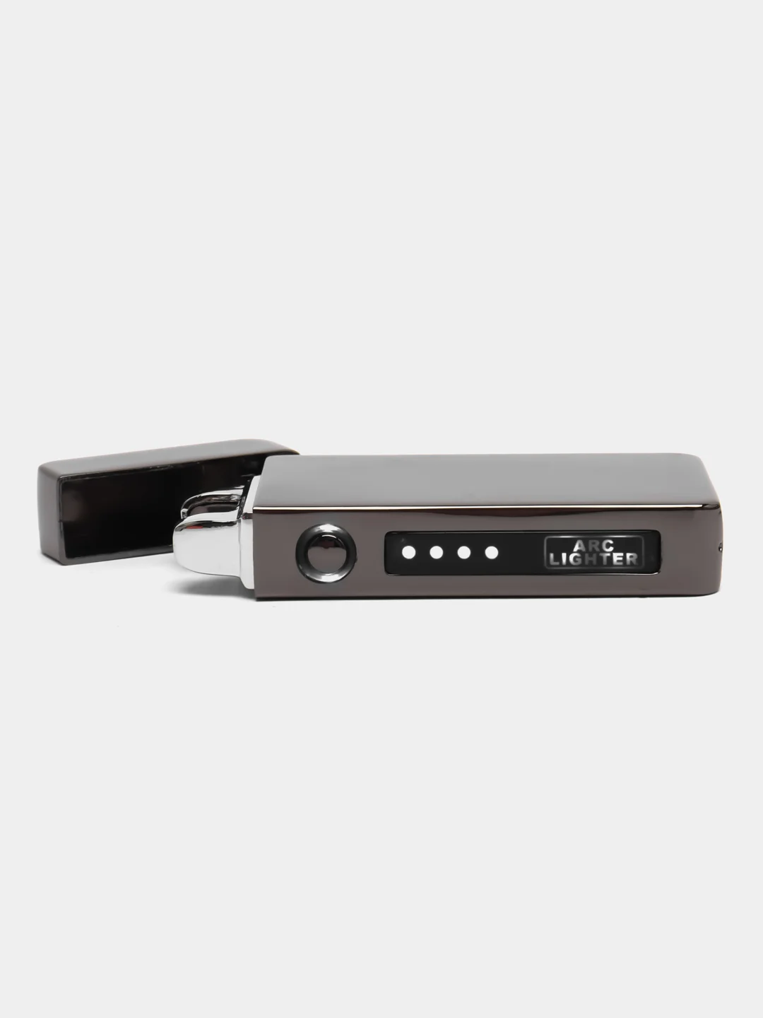 Хром зажигалка электрическая импульсная с двойной дугой,  LED дисплеем и USB зарядкой