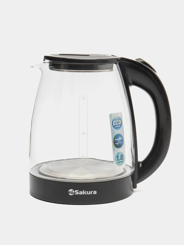 Чайник электрический Sakura SA-2734BK, стеклянный, с точечной подсветкой, 1.8 л