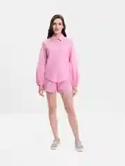 Розовый женский летний костюм: рубашка и шорты, 3 цвета