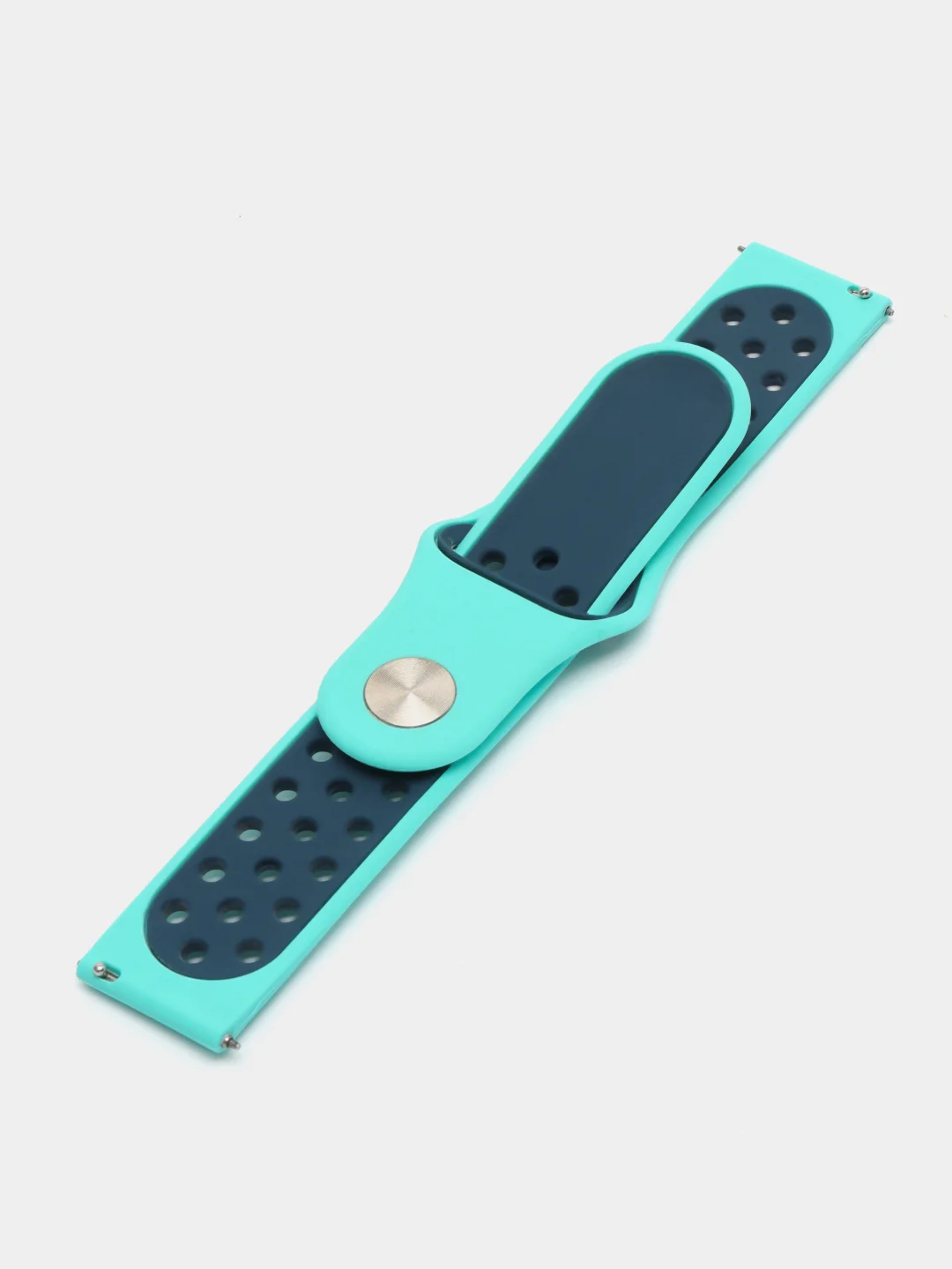 Бирюзовый силиконовый ремешок для Xiaomi Amazfit Bip, Huawei, Haylou, Samsung, 20 мм, с кнопкой