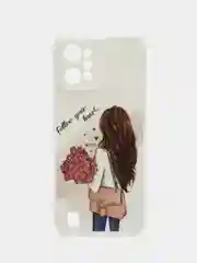 Бежевый чехол силиконовый на Realme C31 / Реалми С31, с рисунком
