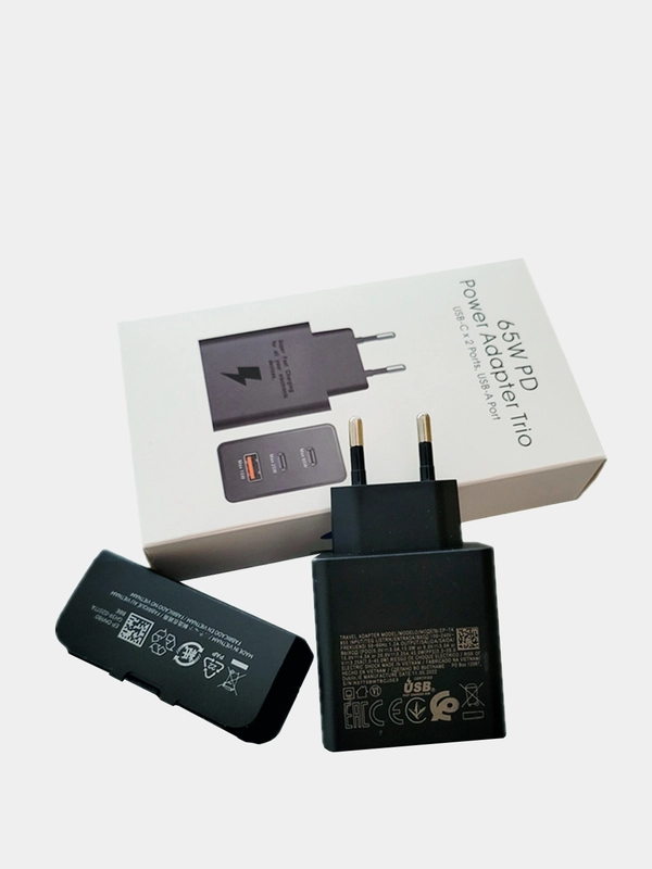 Трёхпортовый адаптер питания USB-C мощностью 65 Вт для быстрой зарядки iPhone, Android