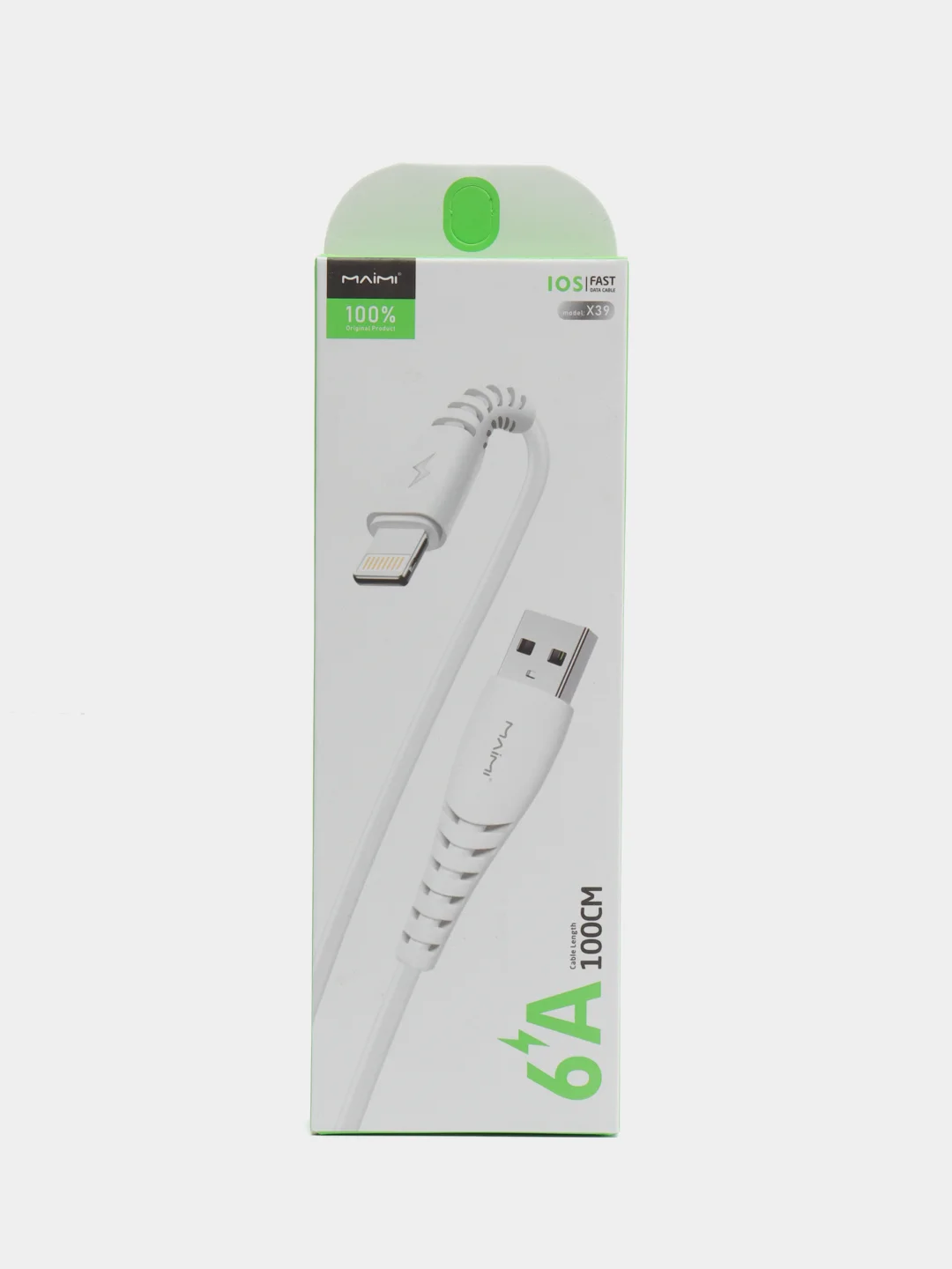 Белый кабель зарядный USB Micro, Type-c, Lightning для iPhone, Maimi X39, до 6A, 1метр, 2 метра