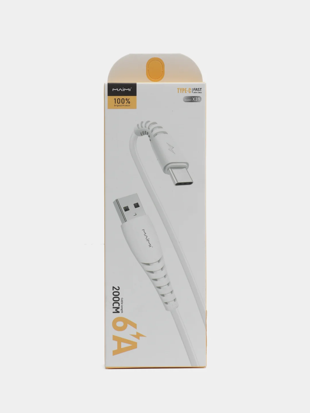 Белый кабель зарядный USB Micro, Type-c, Lightning для iPhone, Maimi X39, до 6A, 1метр, 2 метра