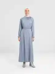 Небесно-голубой платье длинное, мусульманское, из японского шелка