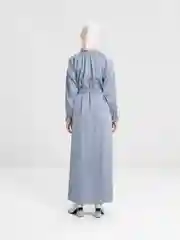 Небесно-голубой платье длинное, мусульманское, из японского шелка