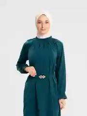 Зеленый платье длинное, мусульманское, из японского шелка