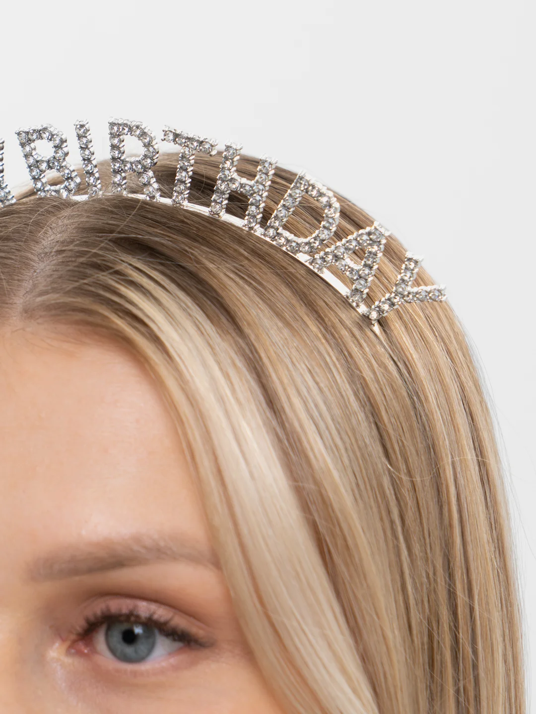 Серебряный ободок на день рождения с надписью Happy Birthday