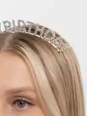 Серебряный ободок на день рождения с надписью Happy Birthday