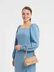 Бежевый женская сумка-багет