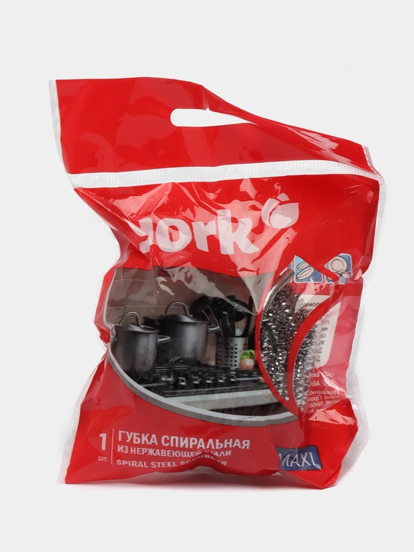 Мочалка для посуды, из стали, спиральная, 27гр, Йорк МАКСИ