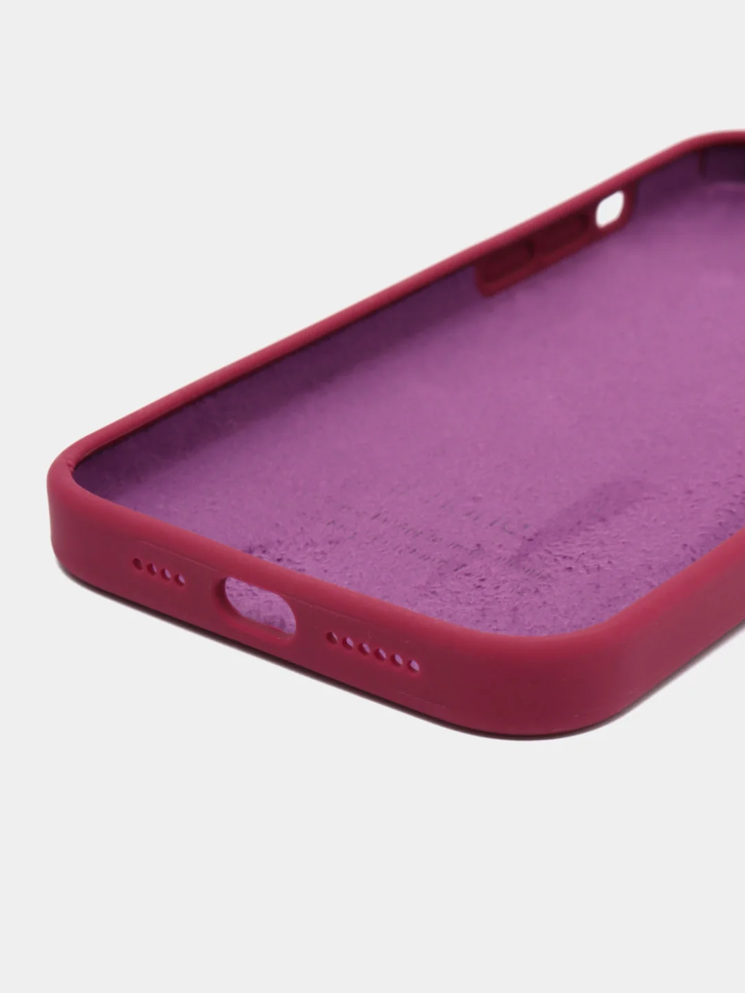 Вишнёвый чехол Silicone Case для iPhone 14, 14 Pro, 14 Plus, 14 Pro Max, с закрытым низом