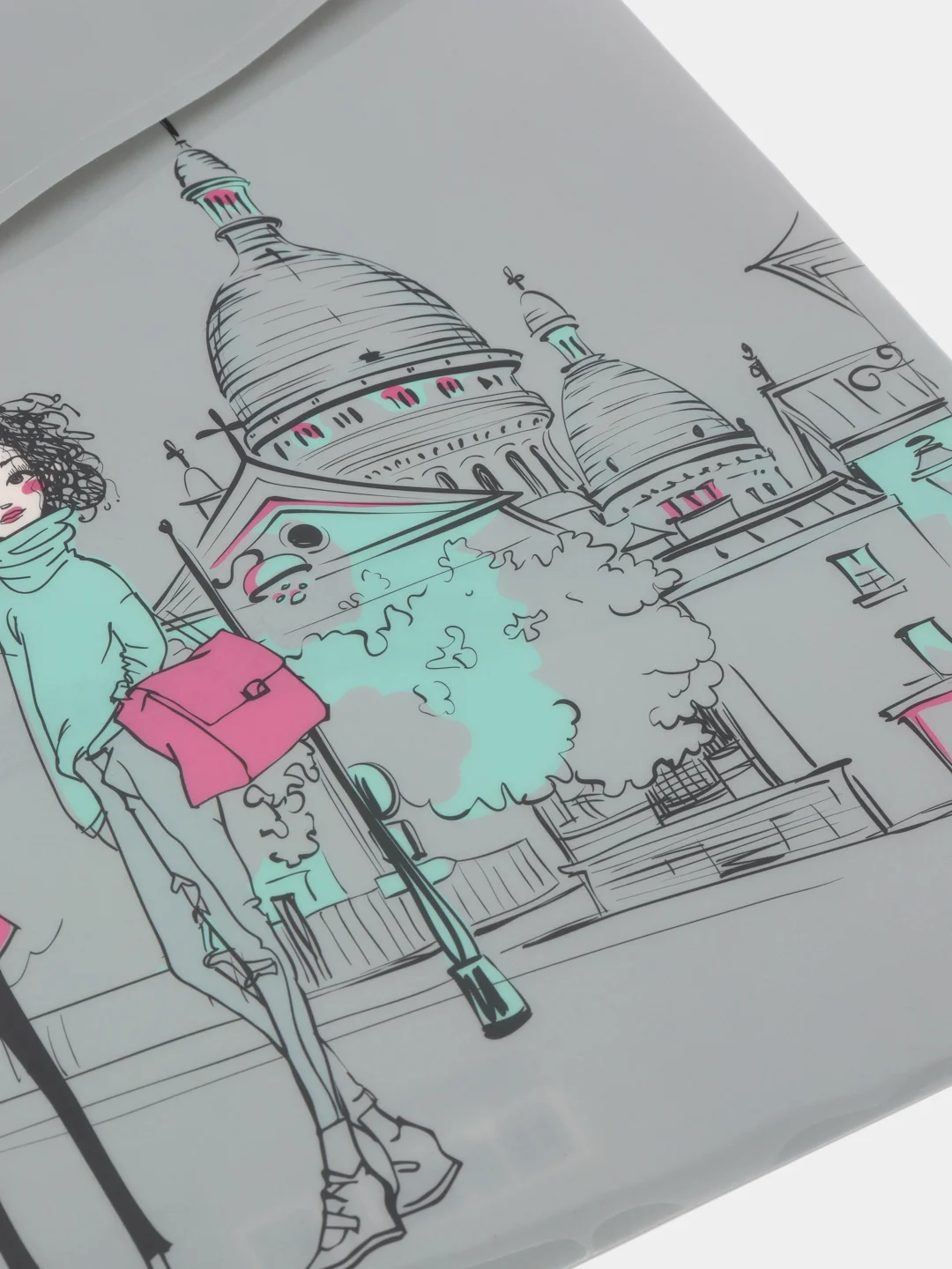 Серебряный папка-конверт на кнопке для рисунков, документов, А3 большого формата