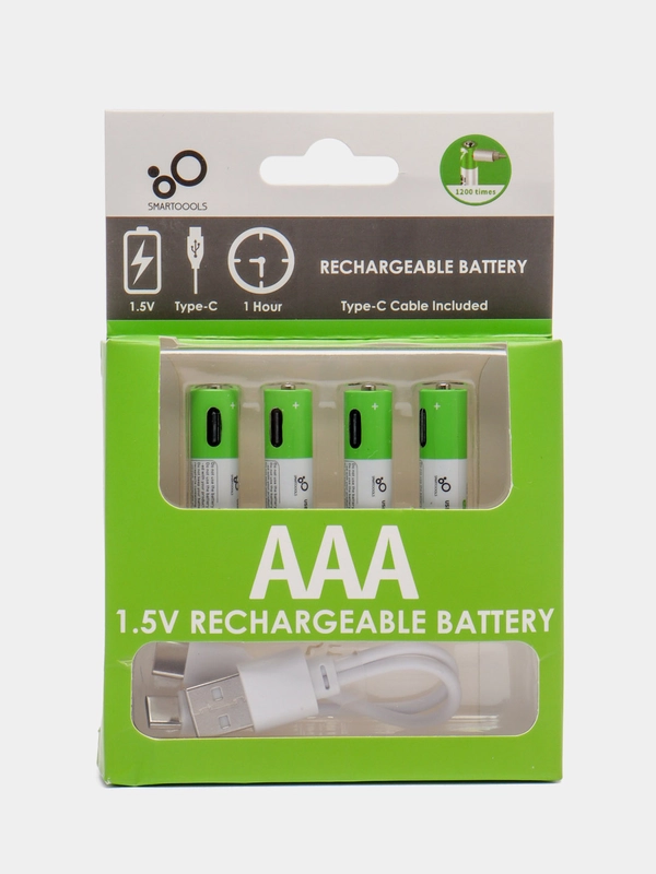 Аккумуляторные батарейки 1.5В, с зарядкой от USB, тип АА (пальчиковые), ААА (мизинчиковые)