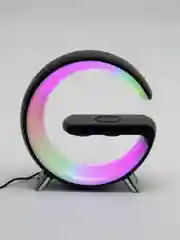 Черный ночник с беспроводной зарядкой: часы, будильник и Bluetooth колонка