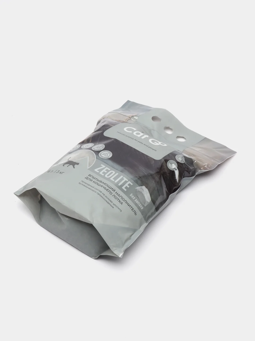 Наполнитель Cat Go ZEOLITE для кошачьего туалета, впитывающий, без запаха, 3 кг (6 л)