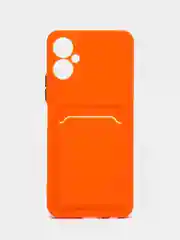 Оранжевый силиконовый чехол для Tecno Spark 9 Pro Техно Спарк 9 Про с карманом для карт, прозрачный