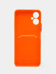 Оранжевый силиконовый чехол для Tecno Spark 9 Pro Техно Спарк 9 Про с карманом для карт, прозрачный