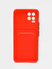 Красный чехол для Realme 8 4G, 8 Pro (Реалми 8 Про), с карманом для карт