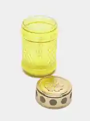 Желтый лампада неугасимая, стеклянная, рифленая, со свечой, с крышкой, 10,5*5,5 см