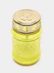 Желтый лампада неугасимая, стеклянная, рифленая, со свечой, с крышкой, 10,5*5,5 см