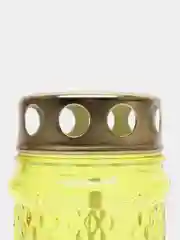 Желтый лампада неугасимая, стеклянная, рифленая, со свечой, с крышкой, 10,5*5,5 см