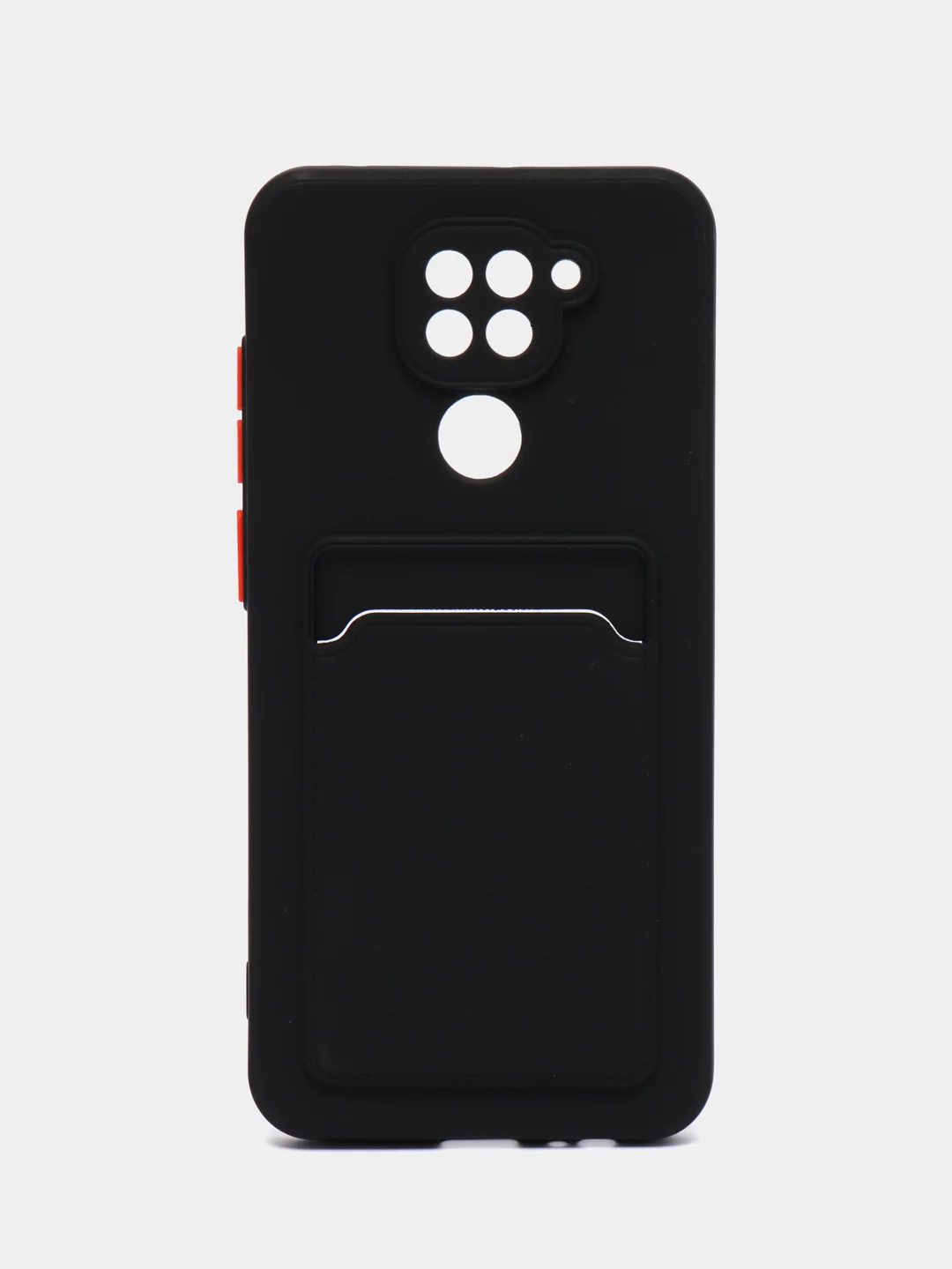 Черный силиконовый чехол для Xiaomi Redmi Note 9 (Сяоми Ноут 9), с карманом для карт, прозрачный