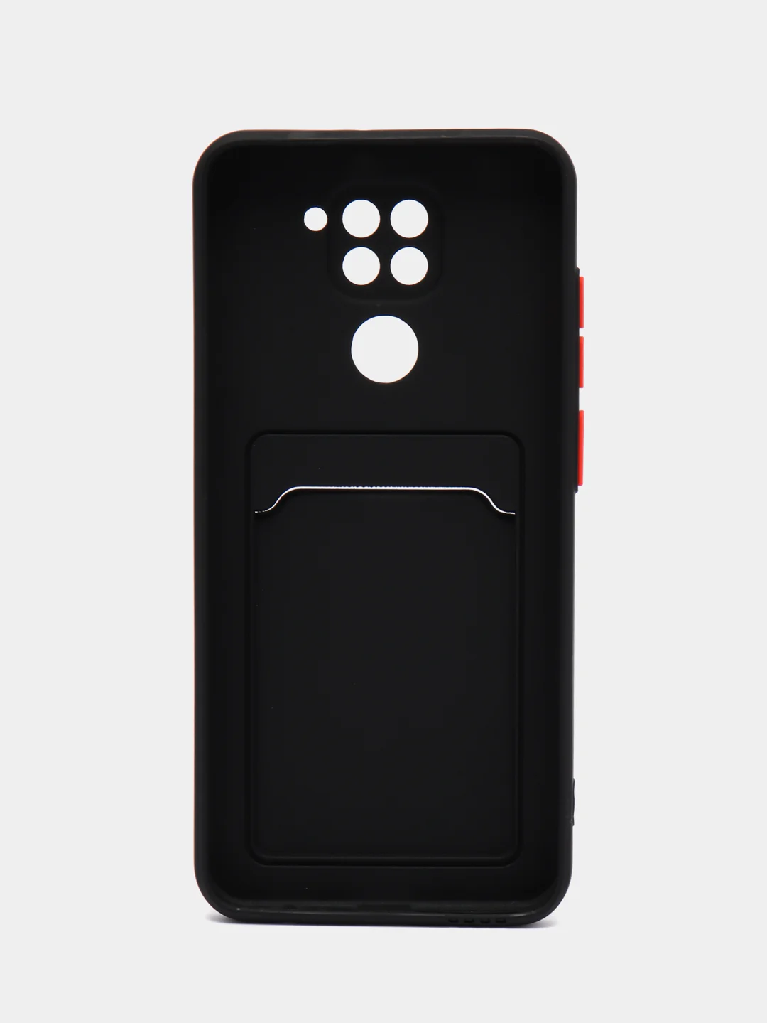 Черный силиконовый чехол для Xiaomi Redmi Note 9 (Сяоми Ноут 9), с карманом для карт, прозрачный