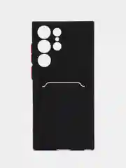 Черный чехол для Samsung Galaxy S23/S23 Ultra/S23 Plus, с карманом для карт, прозрачный