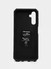 Темно-синий чехол для Samsung Galaxy A14, противоударный, с металлической подставкой-кольцом
