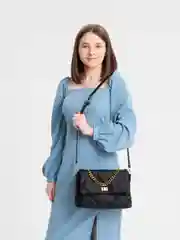 Черный женская стеганая сумка LaFemme, с двумя ремешками