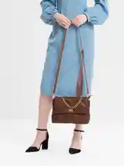 Коричневый женская стеганая сумка LaFemme, с двумя ремешками
