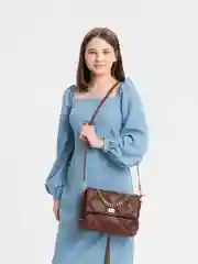 Коричневый женская стеганая сумка LaFemme, с двумя ремешками