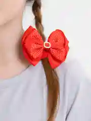 Красный банты на резинках, с жемчужной пряжкой, 2 штуки