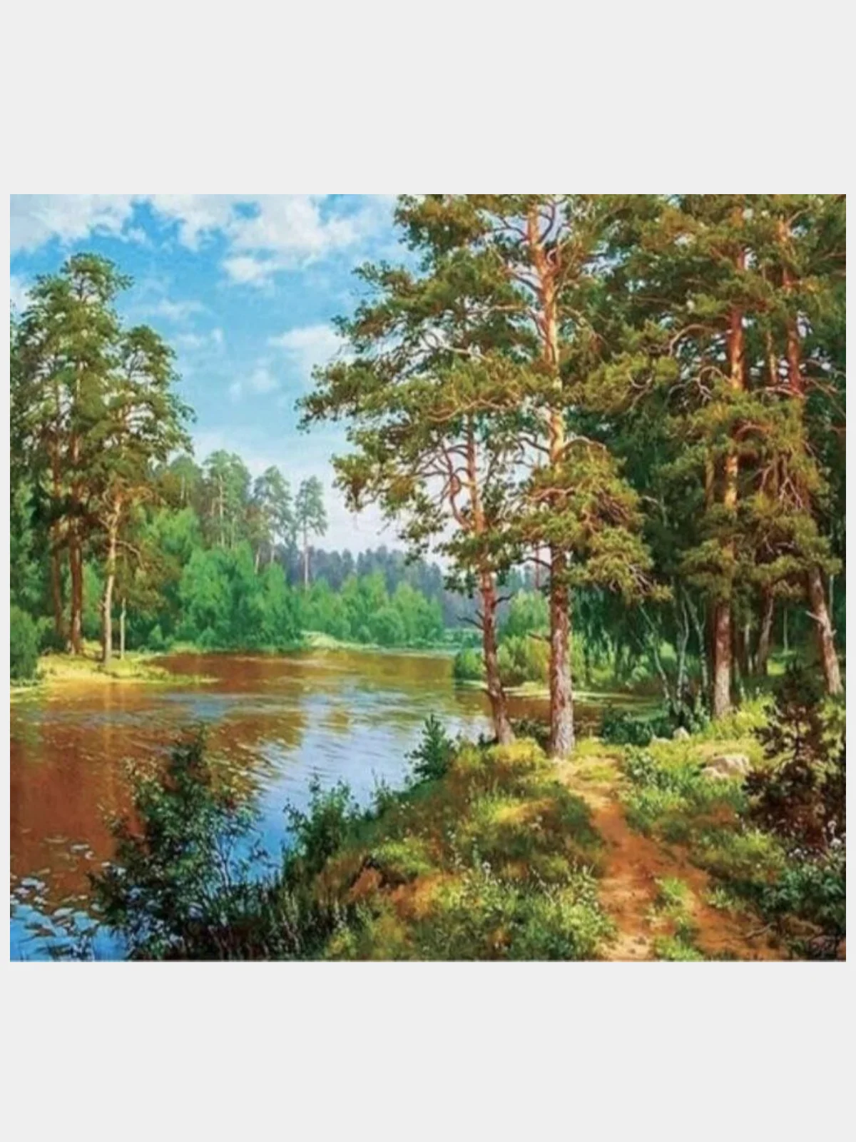 Салатовый алмазная мозаика на подрамнике, 40 х 50 см, "Кул-Шариф, пейзаж,  природа,  лебеди, ангел"