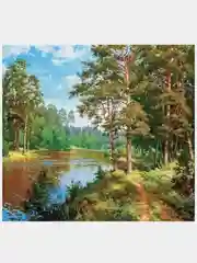 Салатовый алмазная мозаика на подрамнике, 40 х 50 см, "Кул-Шариф, пейзаж,  природа,  лебеди, ангел"