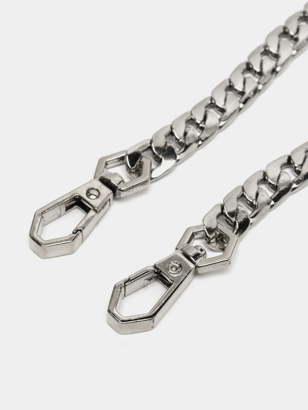 Серебряный цепочка для сумки с фигурным карабином, 120 см, цепь 4 цвета