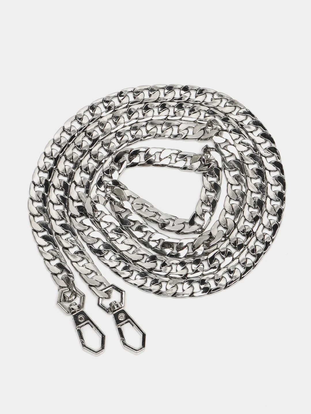 Серебряный цепочка для сумки с фигурным карабином, 120 см, цепь 4 цвета