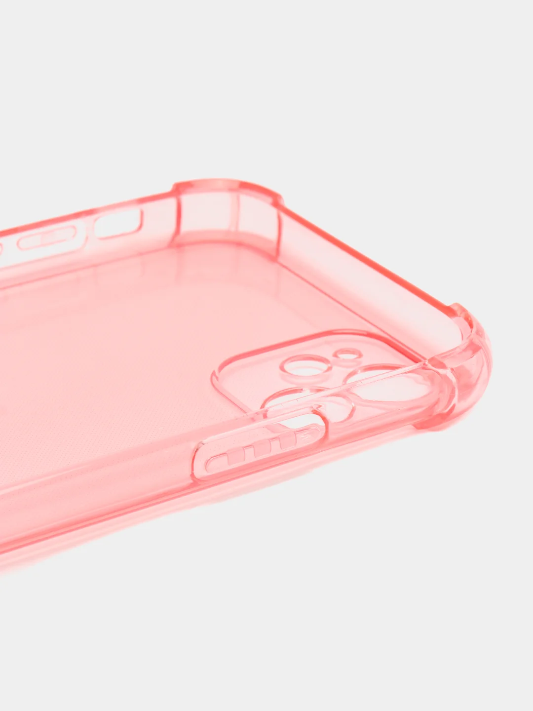 Розовый силиконовый прозрачный противоударный, неоновый чехол для iPhone 11 / 12 с защитой камеры