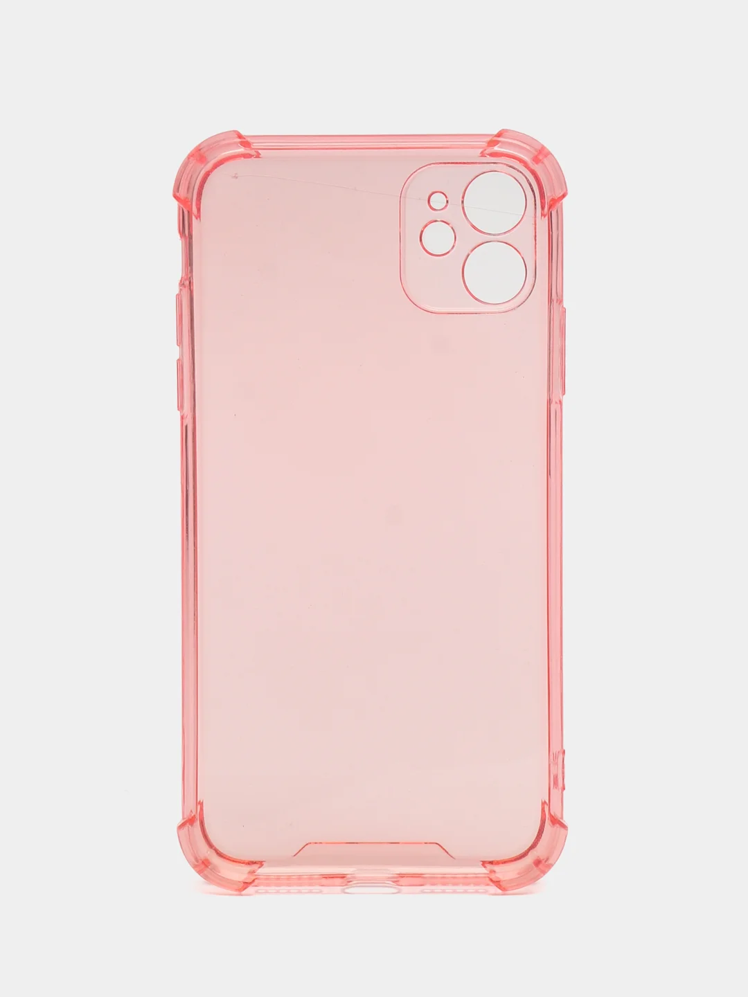 Розовый силиконовый прозрачный противоударный, неоновый чехол для iPhone 11 / 12 с защитой камеры