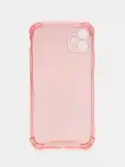 Розовый силиконовый прозрачный противоударный, неоновый чехол для iPhone 11 / 12 с защитой камеры