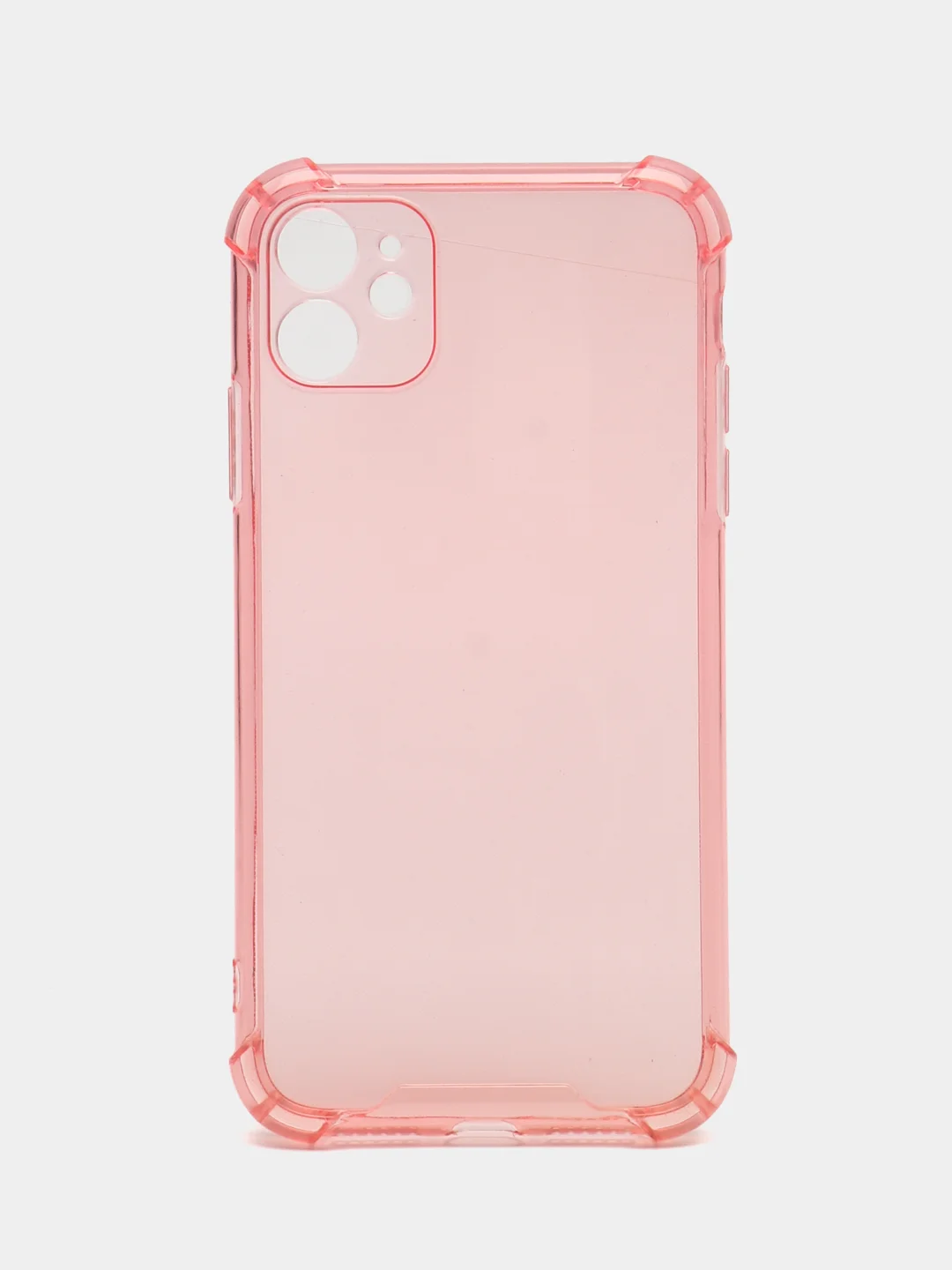 Розовый силиконовый прозрачный противоударный, неоновый чехол для iPhone 11 / 12 с защитой камеры