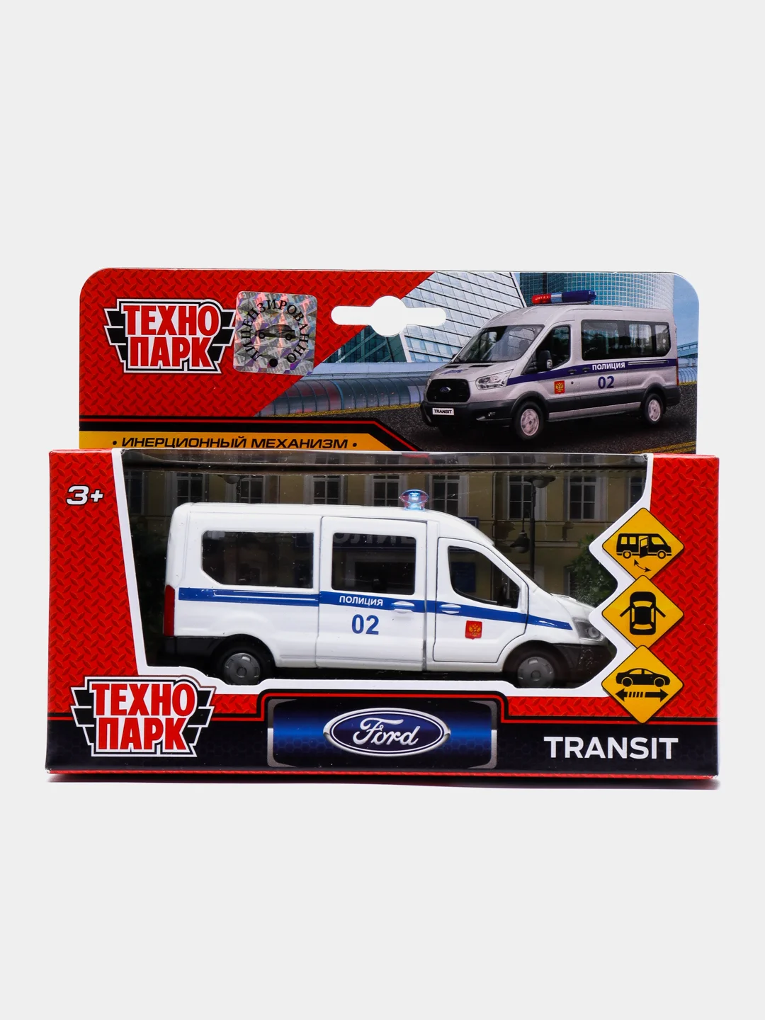 Машина Технопарк FORD TRANSIT ПОЛИЦИЯ, 12 см,металл, инерция